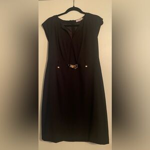 Calvin Klein Black Mini Dress with Gold Accents